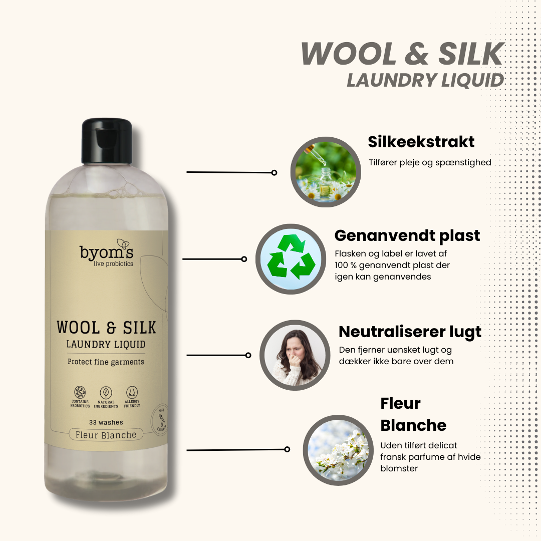 WOOL & SILK - PROBIOTIC LAUNDRY LIQUID - Fleur Blanche - Silk extract - 33 vaske