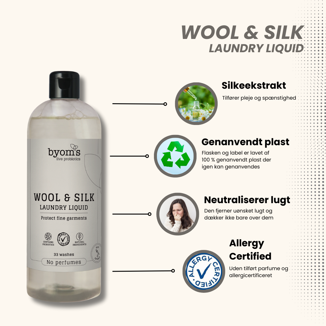 WOOL & SILK - PROBIOTIC LAUNDRY LIQUID - No perfumes - Silk extract - AC - 33 vaske