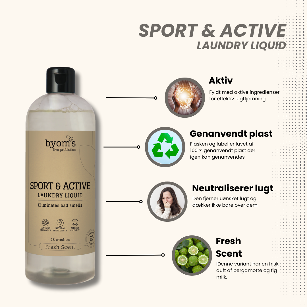 SPORT & ACTIVE - PROBIOTIC LAUNDRY LIQUID - Fresh Scent - 25 vaske