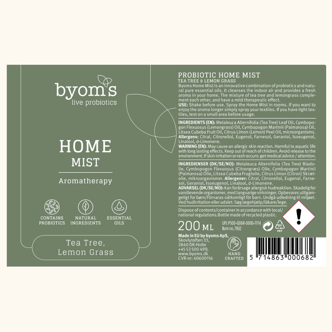 HOME MIST – PROBIOTIC AROMA THERAPY - Tea Tree & Lemon Grass