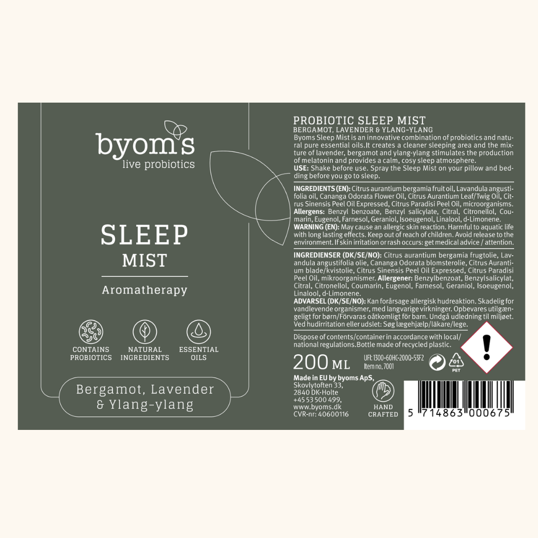 SLEEP MIST – PROBIOTIC AROMA THERAPY - Bergamot, Lavender & Ylang-ylang